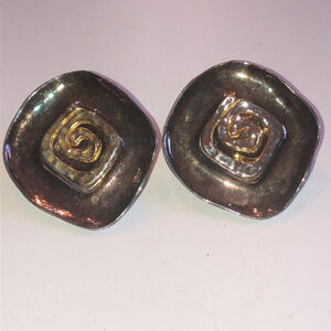 Dark Silver Tone Gold Tone Vintage Chunky Retro Boho Clip On Earrings